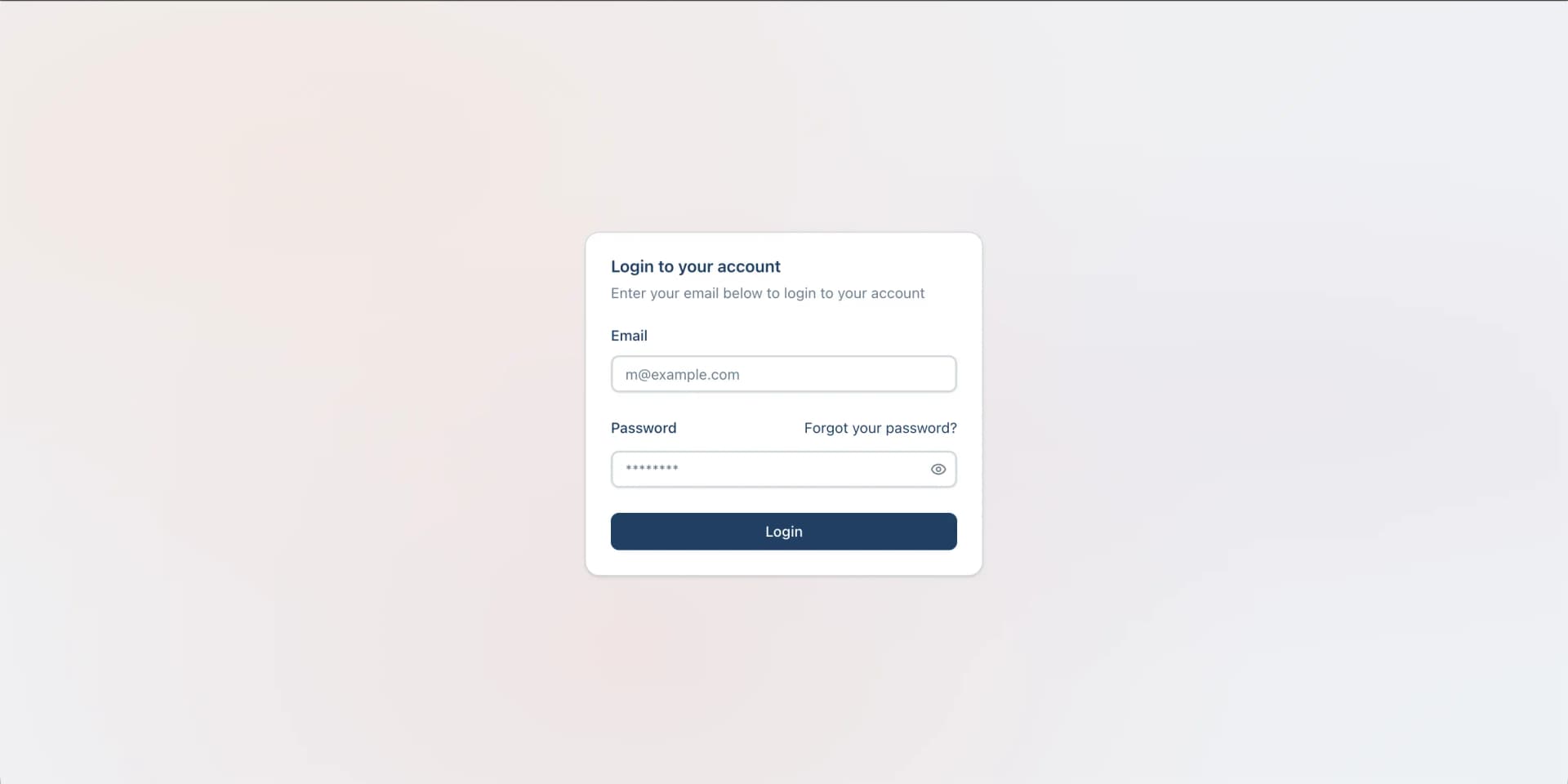 Login page